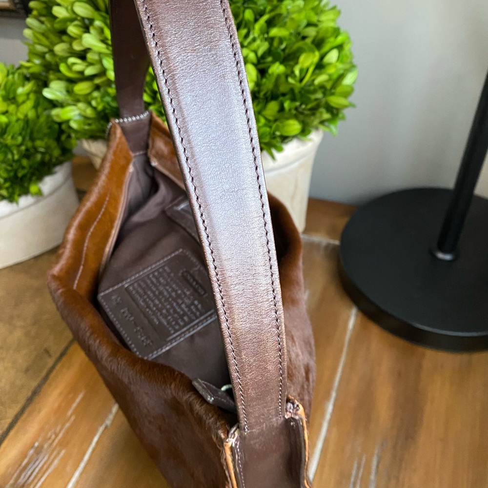 2002 Coach Vintage Y2K Brown Calfhair Stitched Shoulder Bag - Picture 9 of 16